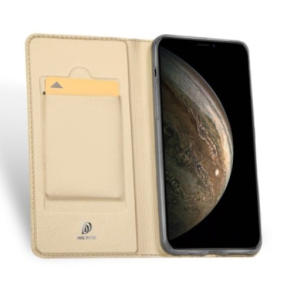 „Dux Ducis“ Skin serijos Apple iPhone 11 Pro auksinis odinis atverčiamas dėklas / Priedai.lt
