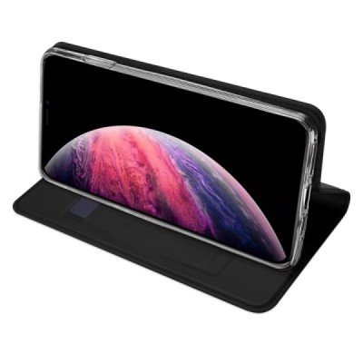 „Dux Ducis“ Skin serijos Apple iPhone 11 Pro Max juodas odinis atverčiamas dėklas / Priedai.lt