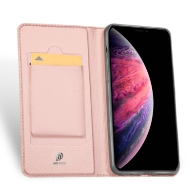 „Dux Ducis“ Skin serijos Apple iPhone 11 Pro Max rožinis odinis atverčiamas dėklas / Priedai.lt