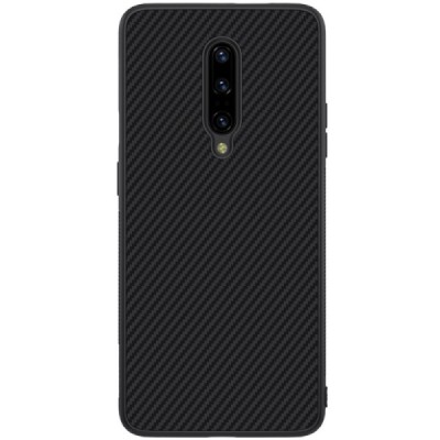 OnePlus 7 Pro (OnePlus Seven Pro) „Nillkin“ Synthetic Fiber kieto silikono TPU juodas dėklas - nugarėlė / Priedai.lt