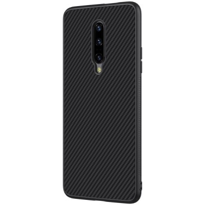 OnePlus 7 Pro (OnePlus Seven Pro) „Nillkin“ Synthetic Fiber kieto silikono TPU juodas dėklas - nugarėlė / Priedai.lt