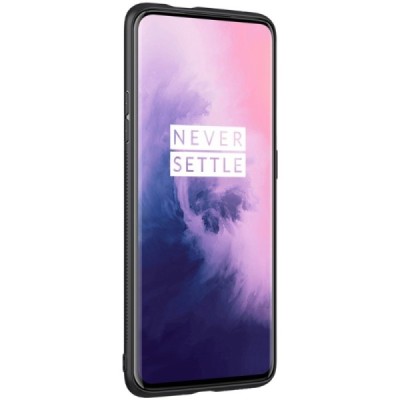 OnePlus 7 Pro (OnePlus Seven Pro) „Nillkin“ Synthetic Fiber kieto silikono TPU juodas dėklas - nugarėlė / Priedai.lt
