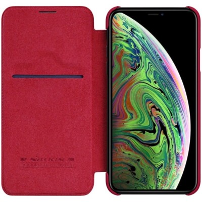 Prabangus „Nillkin“ Qin serijos raudonas odinis atverčiamas Apple iPhone 11 Pro Max dėklas / Priedai.lt