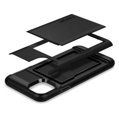 „Spigen“ Slim Armor CS Apple iPhone 11 Pro Max juodas kieto silikono dėklas / Priedai.lt