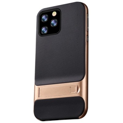 „Kickstand“ sustiprintos apsaugos Apple iPhone 11 Pro Max auksinis kieto silikono (TPU) ir plastiko dėklas / Priedai.lt