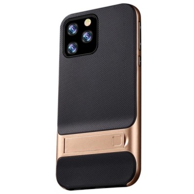 „Kickstand“ sustiprintos apsaugos Apple iPhone 11 Pro auksinis kieto silikono (TPU) ir plastiko dėklas / Priedai.lt