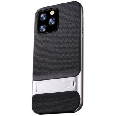 „Kickstand“ sustiprintos apsaugos Apple iPhone 11 Pro sidabrinis kieto silikono (TPU) ir plastiko dėklas / Priedai.lt