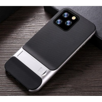 „Kickstand“ sustiprintos apsaugos Apple iPhone 11 Pro sidabrinis kieto silikono (TPU) ir plastiko dėklas / Priedai.lt