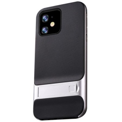 „Kickstand“ sustiprintos apsaugos Apple iPhone 11 sidabrinis kieto silikono (TPU) ir plastiko dėklas / Priedai.lt