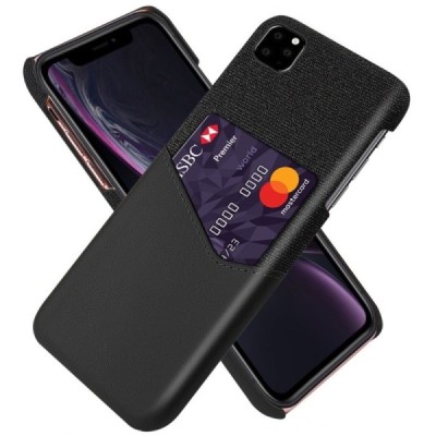„KSQ“ Shell Apple iPhone 11 Pro Max juodas odinis dėklas - nugarėlė su kišenėle kortelėms / Priedai.lt