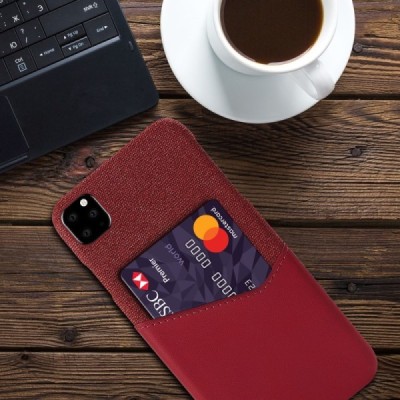 „KSQ“ Shell Apple iPhone 11 Pro Max raudonas odinis dėklas - nugarėlė su kišenėle kortelėms / Priedai.lt