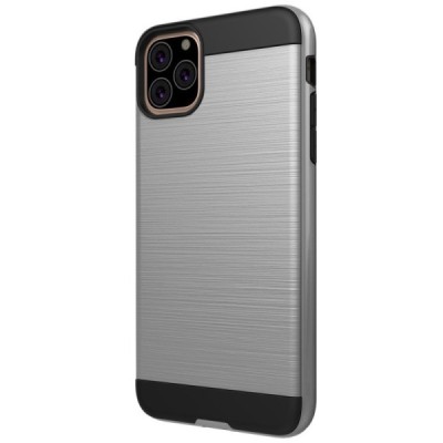 Sustiprintos apsaugos Apple iPhone 11 Pro sidabrinis kieto silikono (TPU) ir plastiko dėklas / Priedai.lt