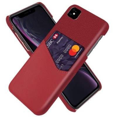 „KSQ“ Shell Apple iPhone 11 raudonas odinis dėklas - nugarėlė su kišenėle kortelėms / Priedai.lt