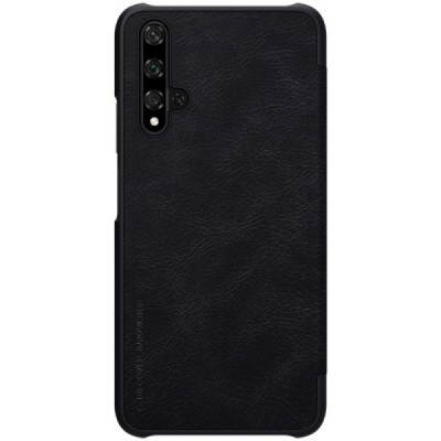 Prabangus „Nillkin“ Qin serijos juodas odinis atverčiamas Huawei Nova 5T (Honor 20) dėklas - knygutė / Priedai.lt