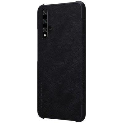 Prabangus „Nillkin“ Qin serijos juodas odinis atverčiamas Huawei Nova 5T (Honor 20) dėklas - knygutė / Priedai.lt