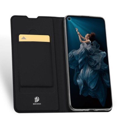 „Dux Ducis“ Skin serijos Huawei Honor 20 (Nova 5T) juodas odinis atverčiamas dėklas / Priedai.lt