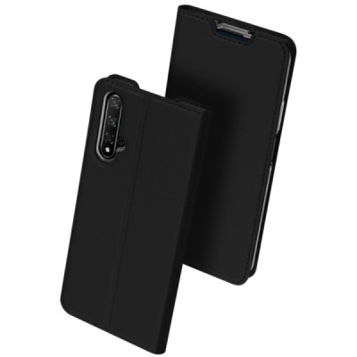„Dux Ducis“ Skin serijos Huawei Honor 20 (Nova 5T) juodas odinis atverčiamas dėklas / Priedai.lt