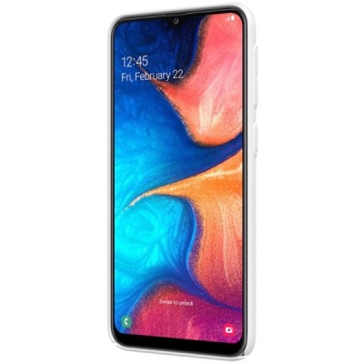 Samsung Galaxy A20e (A202F) Nillkin Frosted Shield baltas plastikinis dėklas / Priedai.lt
