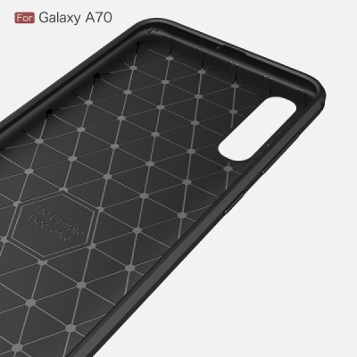 Samsung Galaxy A70 (A705F) „Carbon“ kieto silikono TPU juodas dėklas - nugarėlė / Priedai.lt