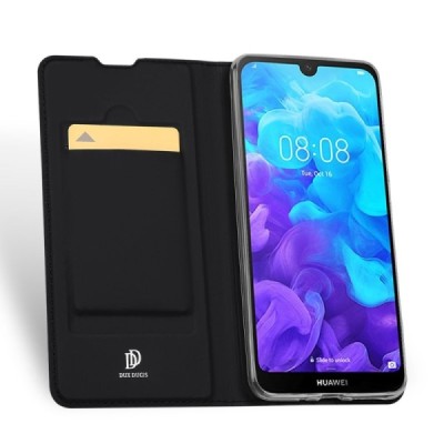 „Dux Ducis“ Skin serijos Huawei Y5 2019 (Honor 8S) juodas odinis atverčiamas dėklas / Priedai.lt