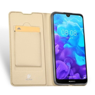 „Dux Ducis“ Skin serijos Huawei Y5 2019 (Honor 8S) auksinis odinis atverčiamas dėklas / Priedai.lt