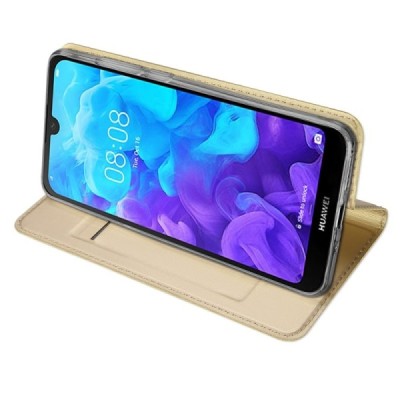 „Dux Ducis“ Skin serijos Huawei Y5 2019 (Honor 8S) auksinis odinis atverčiamas dėklas / Priedai.lt