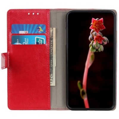 Huawei Y5 2019 (Honor 8S) atverčiamas raudonas odinis dėklas, knygutė - piniginė / Priedai.lt