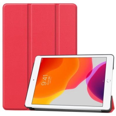 Apple iPad 10,2 (2019) atverčiamas raudonas odinis dėklas - knygutė (sulankstomas) / Priedai.lt