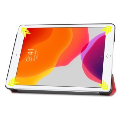 Apple iPad 10,2 (2019) atverčiamas raudonas odinis dėklas - knygutė (sulankstomas) / Priedai.lt