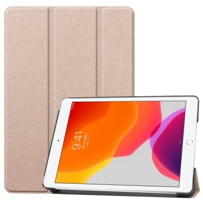 Apple iPad 10,2 (2019) atverčiamas auksinis odinis dėklas - knygutė (sulankstomas) / Priedai.lt