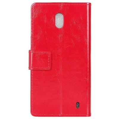Nokia 2.2 (2019) atverčiamas raudonas odinis dėklas - piniginė / Priedai.lt