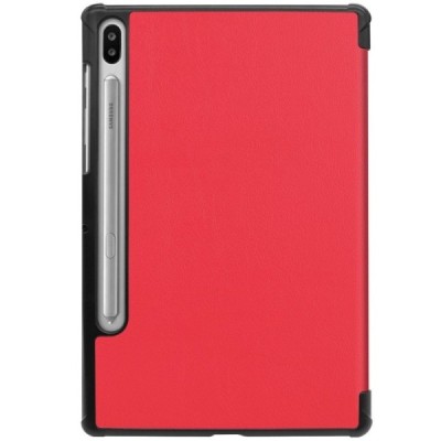 Samsung Galaxy Tab S6 10,5 T865 (T860) atverčiamas raudonas odinis dėklas - knygutė (sulankstomas) / Priedai.lt