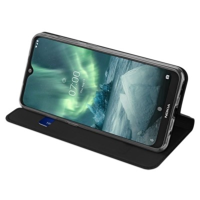 „Dux Ducis“ Skin serijos Nokia 7.2 (Nokia 6.2) juodas odinis atverčiamas dėklas / Priedai.lt