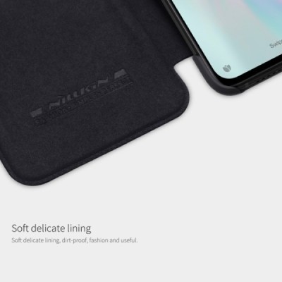 Xiaomi Mi 9 Lite prabangus „Nillkin“ Qin serijos juodas odinis atverčiamas dėklas - knygutė | Priedai.lt