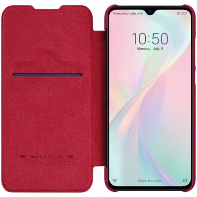Xiaomi Mi 9 Lite prabangus „Nillkin“ Qin serijos raudonas odinis atverčiamas dėklas - knygutė | Priedai.lt