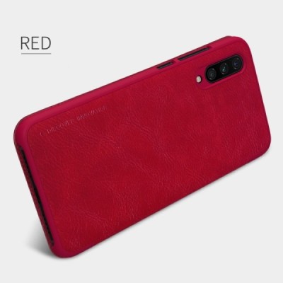 Xiaomi Mi 9 Lite prabangus „Nillkin“ Qin serijos raudonas odinis atverčiamas dėklas - knygutė | Priedai.lt