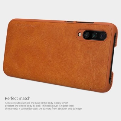 Xiaomi Mi 9 Lite prabangus „Nillkin“ Qin serijos rudas odinis atverčiamas dėklas - knygutė | Priedai.lt
