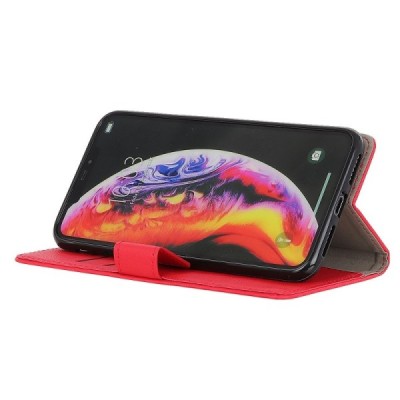 LG K40 raudonas odinis atverčiamas dėklas - knygutė | Priedai.lt