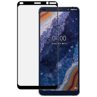 Nokia 9 PureView „Imak“ 9H Tempered Glass sustiprintos apsaugos juodas pilnai dengiantis apsauginis ekrano stiklas 0,2 mm / Prie