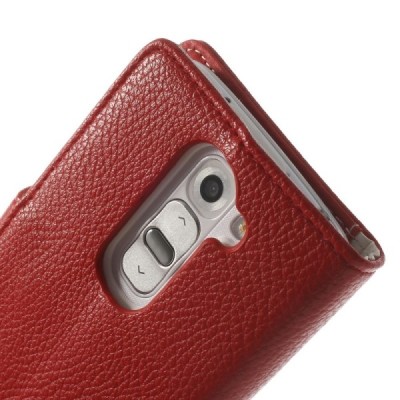 LG G2 mini D620 raudonas odinis atverčiamas dėklas - piniginė / Priedai.lt