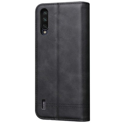 „Deluxe“ atverčiamas juodas odinis Xiaomi Mi 9 Lite dėklas - knygutė / Priedai.lt