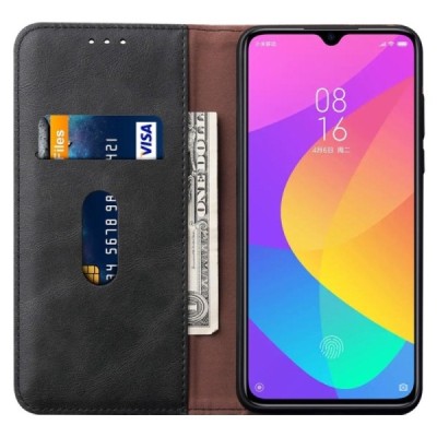 „Deluxe“ atverčiamas juodas odinis Xiaomi Mi 9 Lite dėklas - knygutė / Priedai.lt