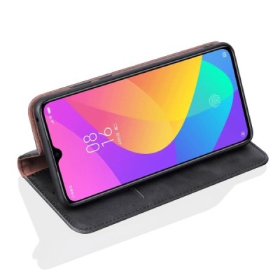 „Deluxe“ atverčiamas juodas odinis Xiaomi Mi 9 Lite dėklas - knygutė / Priedai.lt