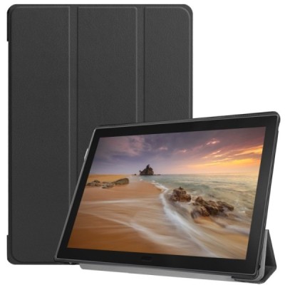 Lenovo Tab E10 (TB-X104F) atverčiamas juodas odinis dėklas (sulankstomas) - knygutė | Priedai.lt