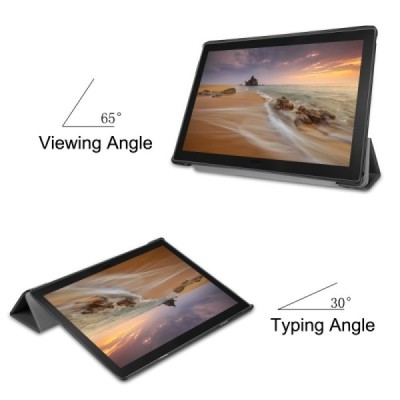 Lenovo Tab E10 (TB-X104F) atverčiamas juodas odinis dėklas (sulankstomas) - knygutė | Priedai.lt