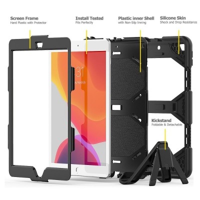 Apple iPad 10.2 (2019) sustiprintos apsaugos juodas dėklas - nugarėlė | Priedai.lt