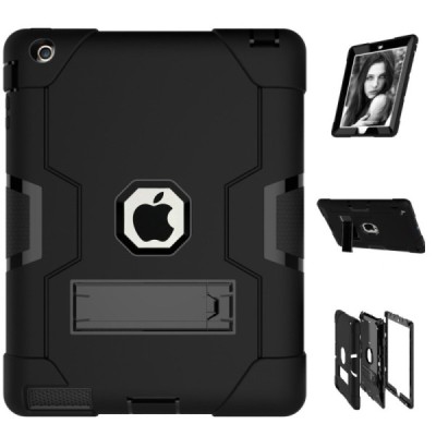 Apple iPad 2 / 3 / 4 sustiprintos apsaugos juodas dėklas - nugarėlė | Priedai.lt