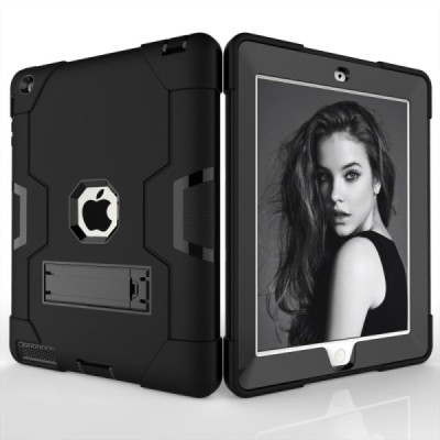 Apple iPad 2 / 3 / 4 sustiprintos apsaugos juodas dėklas - nugarėlė | Priedai.lt