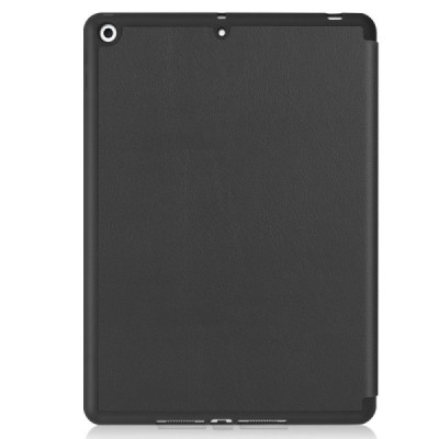 Apple iPad 10.2 (2019) atverčiamas juodas odinis dėklas - knygutė su vieta liestukui | Priedai.lt
