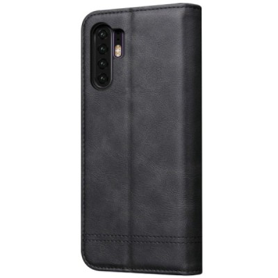 „Deluxe“ atverčiamas juodas odinis Huawei P30 Pro dėklas - knygutė / Priedai.lt